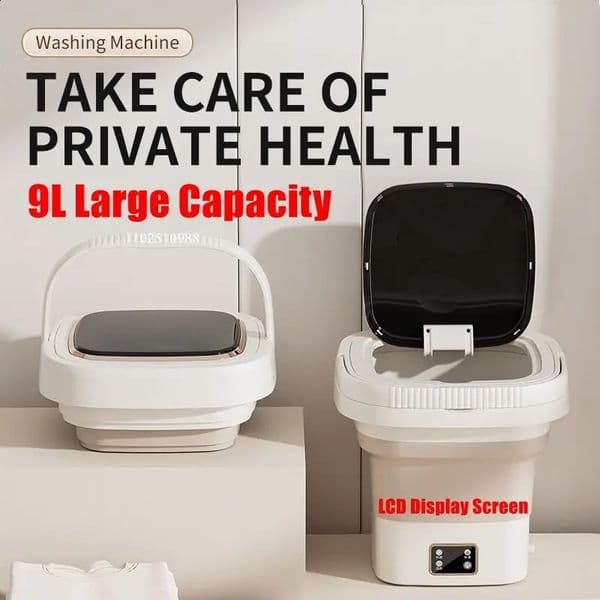 9L Foldable Washing Machine With LCD Display Spin Dryer Automatic Mini Underwear Sock Centrifuge Portable Mini Washing Machine 260413