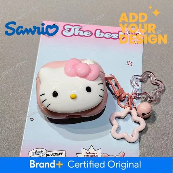 3D Cute Sanrio Hello Kitty Earphone Case For Airpods 1 3 4 Pro 2 Wireless Bluetooth Headset Protective Soft Cover With Pendant Luxury Goods