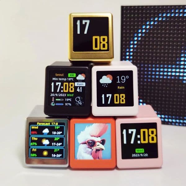 MINI Size Smart WIFI Weather Forecast Station Clock for Gaming Desktop Decoration DIY Cute GIF Animations and Electronic Album 260414