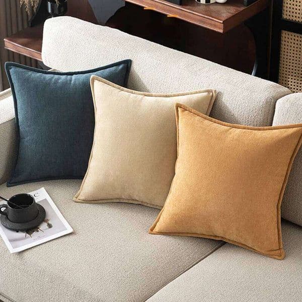 Pillow Case Chenille Decorative Throw Square Soft Pillow Covers with Stitched Edge Dyed Cushion Cover for Home Decor Couch Bed 26Y0415