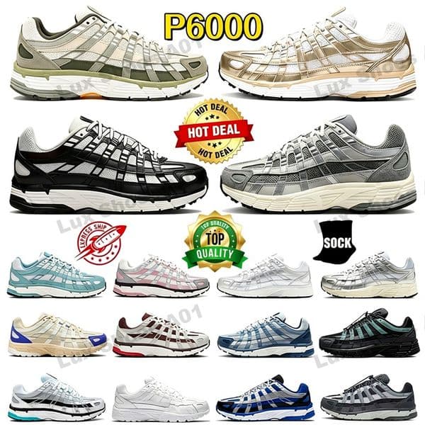 Designer Running Shoes P6000 Men Women Sneakers Triple Shadow Light Army Cargo Khaki Flat Pewter Smoke Grey Metallic Silver Blue Outdoor Sports P 6000 Trainers
