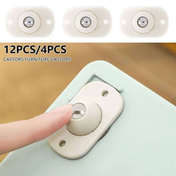 8/12Pcs Self Adhesive Type 360 Degree Rotating Roller Wheels Stainless Steel Mute Ball Universal Wheel 1 Beads