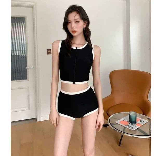 Womens Conservative Split Summer 2025 New Sports Small Chest High Waist Covering Belly Slimming Swimming Suit H260415