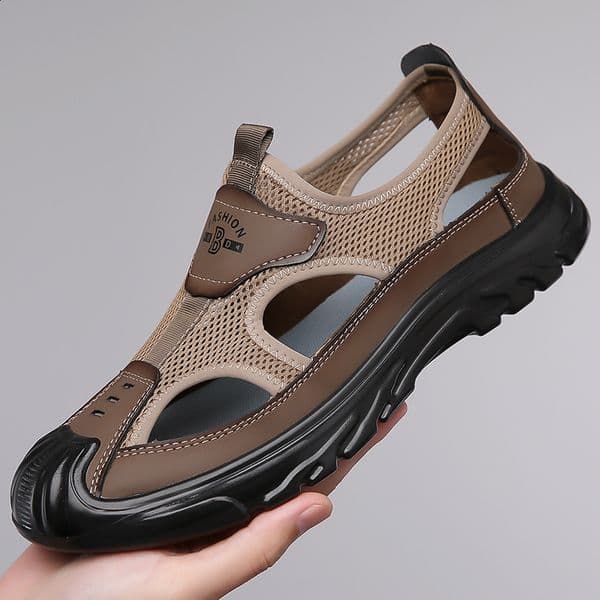 Summer Breathable Mens Closed-Toe Sandals Hollow Mesh Clogs Outdoor Non-Slip Lightweight Sports Casual Beach Shoes 260415