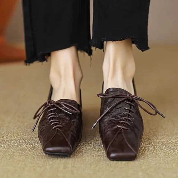 2025 New Style Lace-up Simple Shoes Womens Fashion Neutral Small Single Shoes Niche High-end Sense Thick Heeled Single Shoes T260414