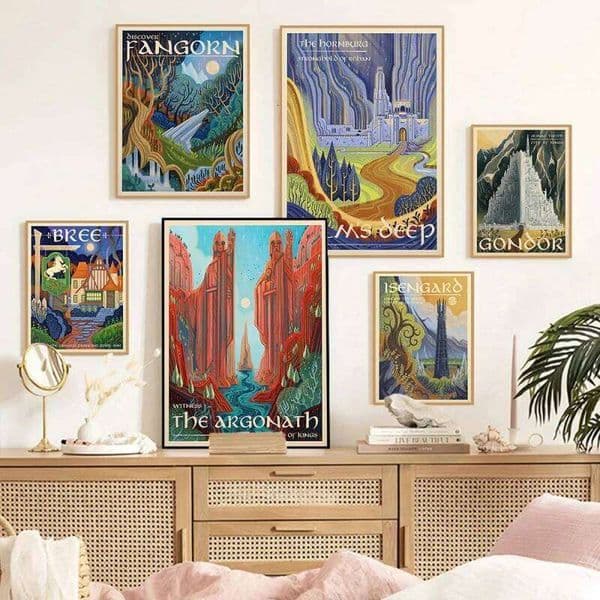 Ring Art Poster Wall Retro Travel Abstract Canvas Vintage Film Mordor Castle Lord Magic Painting Kid Bed Room Home Decor Picture 26H0415