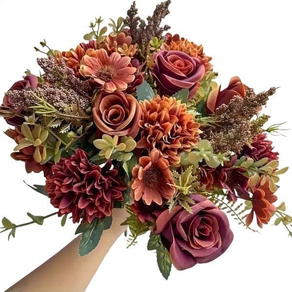 1PC simulation rose bouquet embroidered ball mixed flowers plastic home bedroom vase decoration outdoor garden 260414