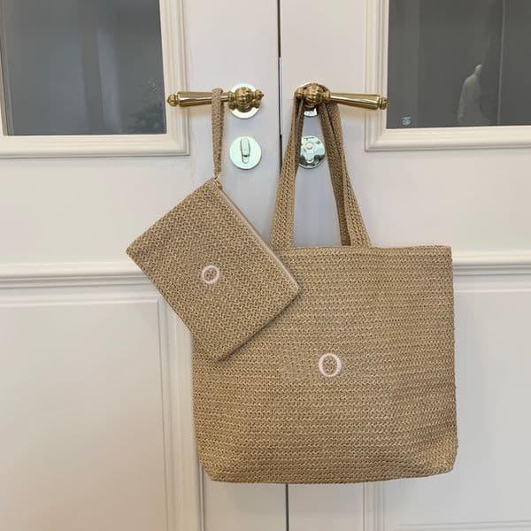 2026 Fashion Straw perfume Storage Embroidery Letter Tote Holiday Bag Beauty Vip Classicorganization L 43X35x10cm No Size S 22X17cm With cologne Gift Box Free S