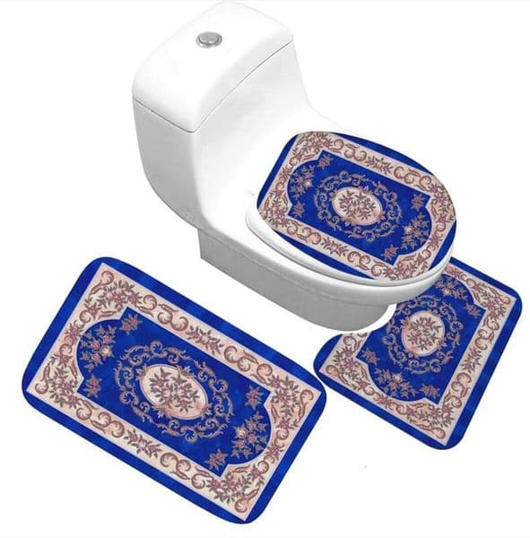 Designer Bath Mat 3 Piece Set Classical Pattern Toilet Cover Foot Pad Non-Slip Absorbent Bathroom Door Flannel Soft h Bathr Rug Carpet Small Size Free Shipping 77