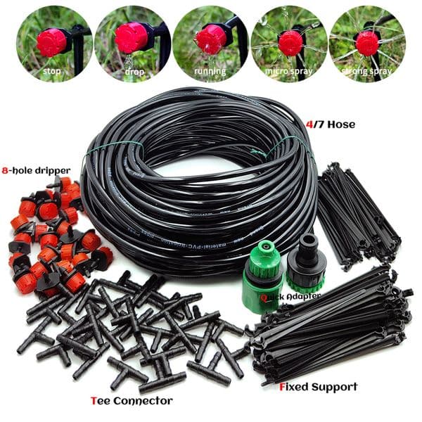 Greenhouse 10M30M DIY Drip Irrigation System Automatic Watering Garden Hose Micro Kits with Adjustable Drippers w260410