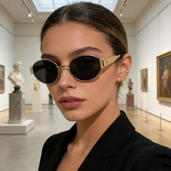 Fashionable oval metal frame stylish trendy new vintage casual versatile street style sunglasses for men and women