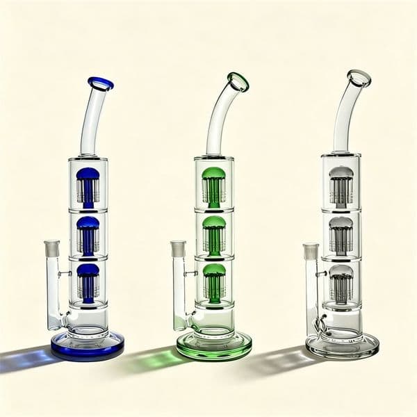 Buyers' Picks 15inch Glass Bongs Bubbler 3 Arm Tree Perc Diffused Water Pipes Thick Fab Egg Smoking Pipe Heady Straight Tube Ice Catcher with 14mm Banger thumbnail 2