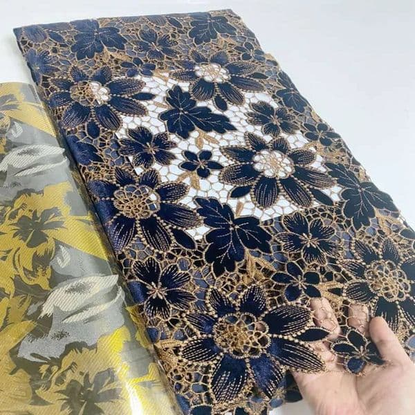 Luxury Designer African Guipure With art Velvet 2024 High Quality Nigerian Cord Fabric Laser Embroidery Lace Senegal Style Free Shipping 12