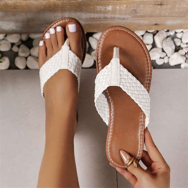 designer sandals slippers Flat for Women 2024 Summer New European and American Style Large Size Flip-Flops Color Block Sandals In Stock