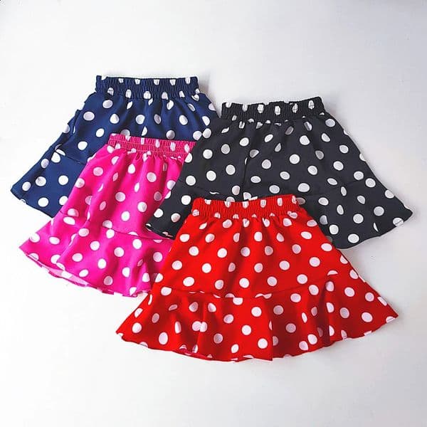 Ruffled Polka Dot Childrens Pleated Skirts Chiffon Summer Girls Mini Skirt Kids Clothing 260415