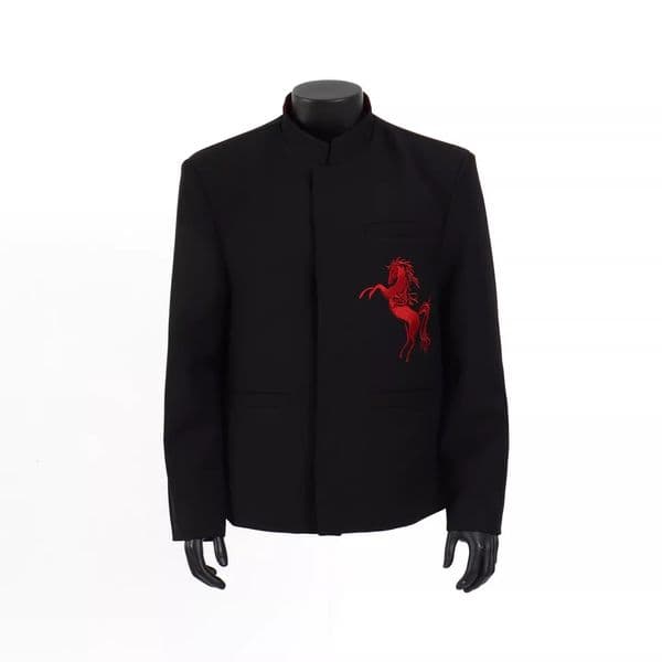 New Chinese Style Year of the Horse Limited Edition Mens Blazer with High-End Design Black Embroidered Short Jacket Trendy