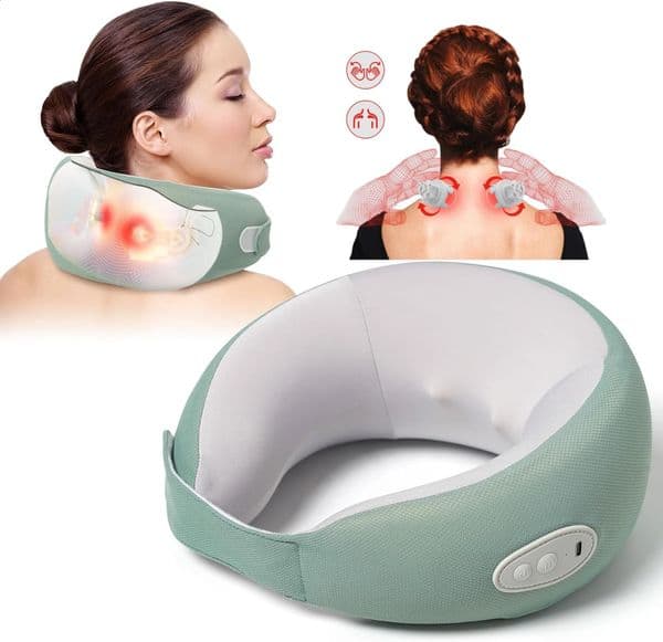 Electric Neck Shoulder Massager Shiatsu Massage Pillow with Heat Compress Cordless Cervical Arm Muscle Pain Relief 260415