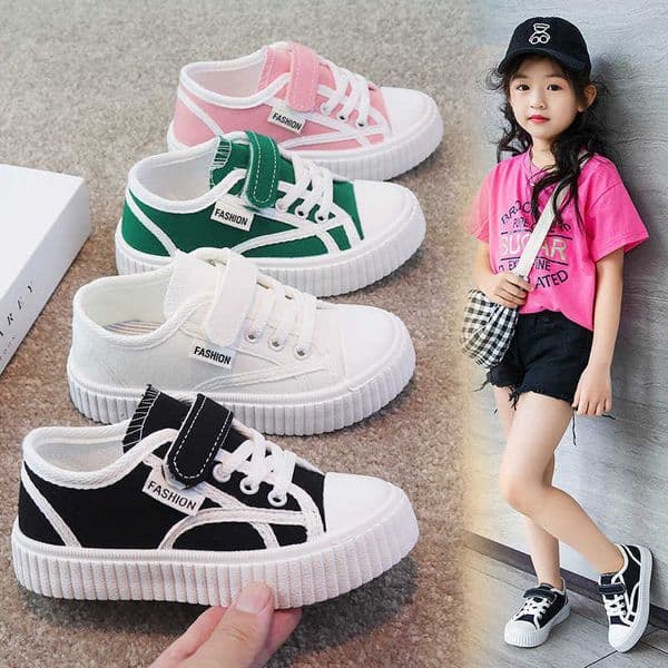 Girls Canvas Shoes 2025 Spring and Autumn New Childrens Shoes for Big Girls Sneakers Boys Cloth Shoes Casual Soft Sole S260414