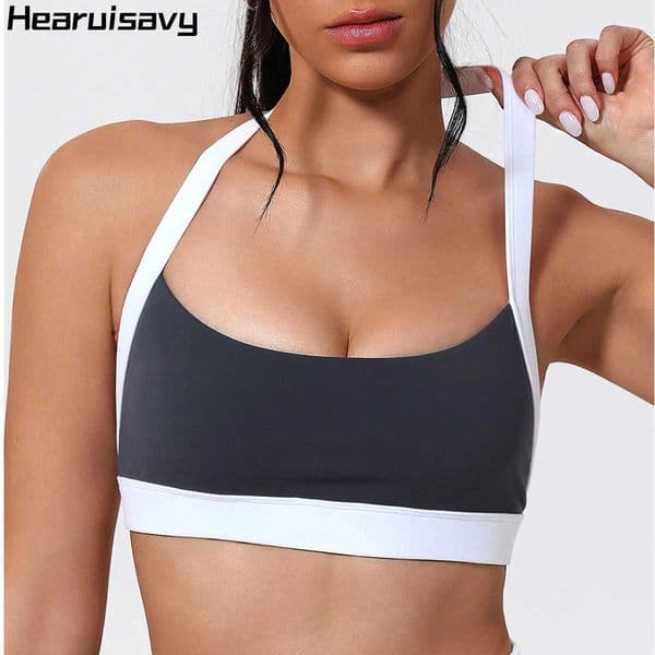 Hearuisavy Neckline Sports Bra Gym Sportswear Womens Push Up Running Shockproof Fitness Tops Breathable Pilates Yoga Crop Top Z260415