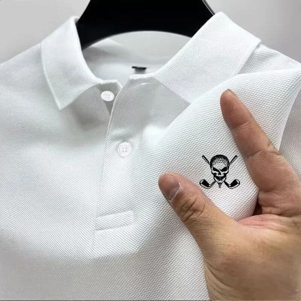 2024 Skull Golf Mens Polo Shirt Personalized Fashion Slim Fit Quick Drying Outdoor Sports Leisure Clothing 260414