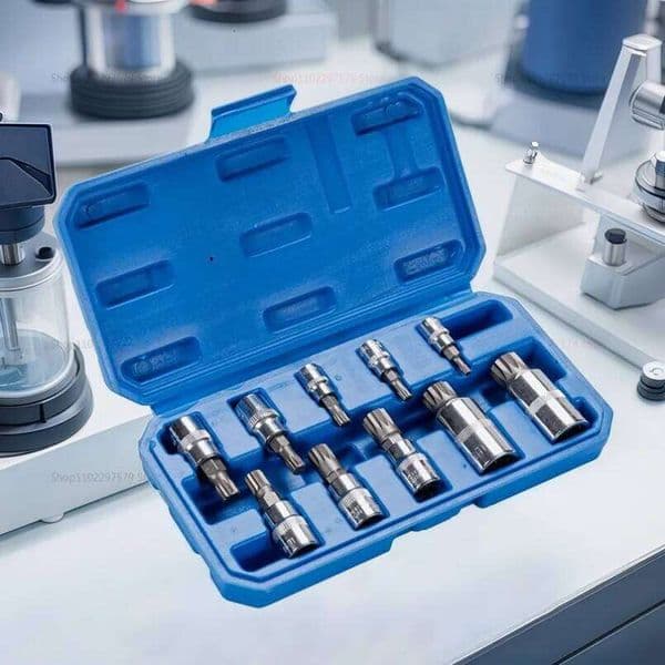 Premium High-Quality Set of 10 Alloy Steel Triple Square Spline Bit Socket Drive Sizes M4 - M18, 1/4", 3/8", 1/2"