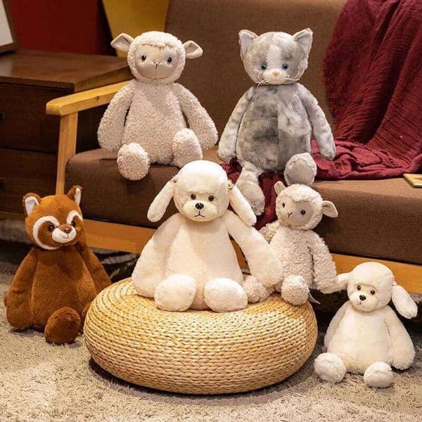 28cm Soft Fluffy Sheep and Cat Plush Toy Animal Stuffed Dog Doll Cuddly Lamb for Kids Children Gift Appease Toys Sleeping Pillow 26W0415