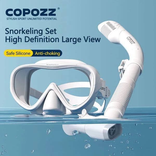 COPOZZ Professional Diving Mask Full Vision Mask Underwater Snorkel Mask Set Swimming Snorkel HD Anti Fog Diving Equipment 260414BJ