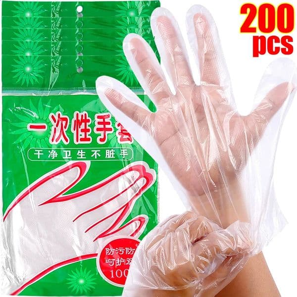 200/100Pcs Disposable Gloves Clear Anti-Slip n Food Catering Baking Beauty and Hairdressing Transparent Gloves Wholesale 260413