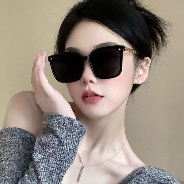 Polarized for Women Summer Sun High-end Metal Chain Large Frame UV Protection Driving Men's Sunglasses