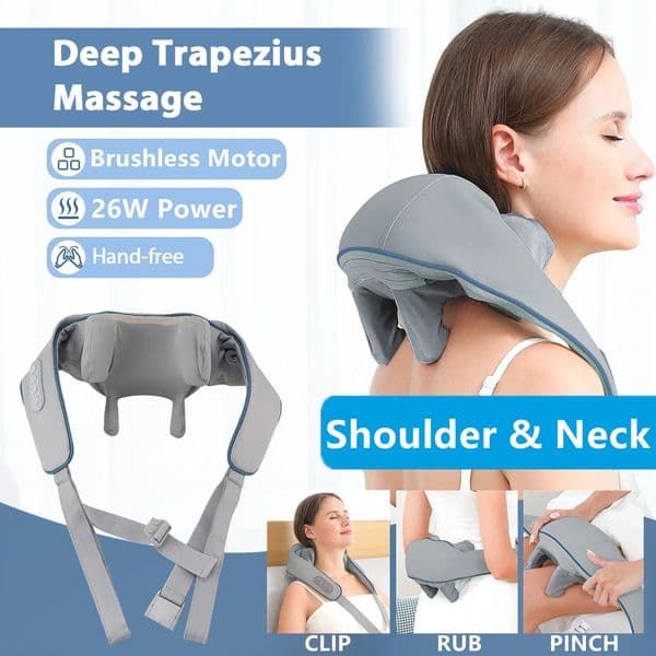 Foreverlily 26W Neck And Shoulder Massager Wireless Back Kneading Massage Shawl Trapezius Cervical masajeador 260415