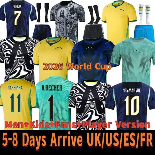 Brazil Jersey 2026 World Cup NEYMAR VINI JR 26 27 Home Camiseta de PAQUETA RAPHINHA MARQUINHOS 2025 2026 brasil football shirt RICHARLISON men kids uniform