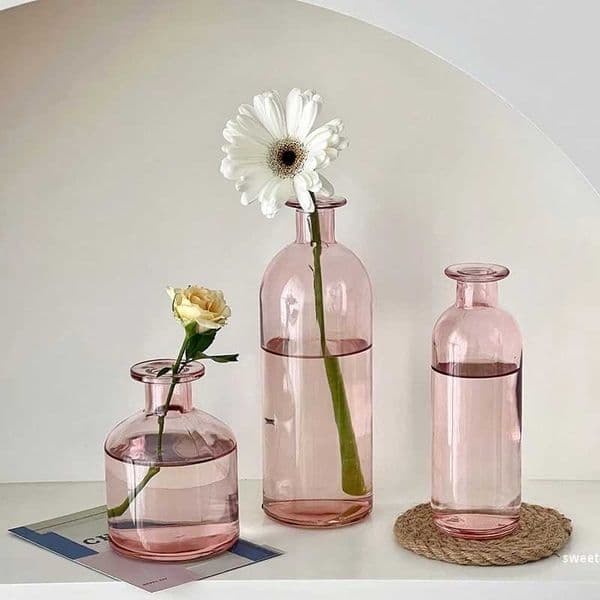 Nordic Glass Vase Transparent Small Flower Pot Ornament Hydroponic Tabletop Vasen Planters Home Aesthetic Decor Ornament Craft L260516