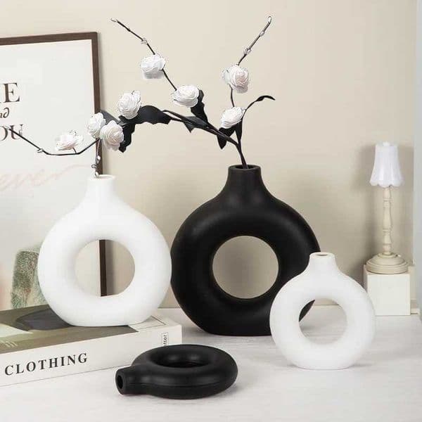 Nordic White Vase - Ceramic-Look Plastic for Modern Decor Desktop Living Room Flower Pot L260516