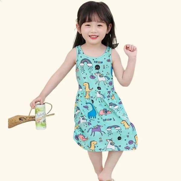 2026 New Cute Summer Children Clothing Girl Kids Dresses perfume Clothes For Girls Party Princess Fashion Outfit cologne Cartoon Beach Dress 260415 Designer