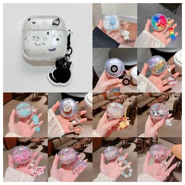 Transparent Cartoon Cat Case for Huawei Freebuds 5i 6i 7i SE2 SE3 SE4 Pro3 Pro4 Pro5 FreeClip2 Cover Black Cat Pendant Keychain S26415