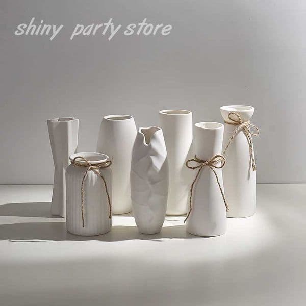 Modern Nordic Ceramic Vases Living Room Household Tabletop Decorations Plain Burning Process High Grade Vase L260516