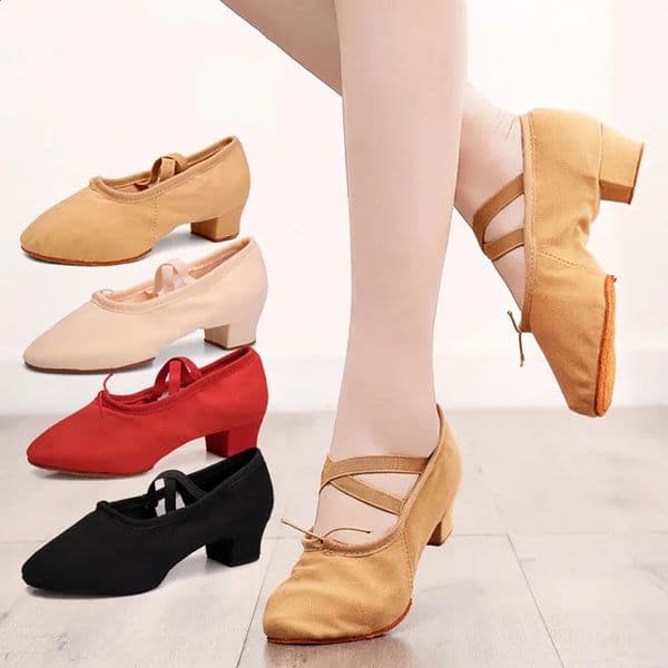 Adult Jazz Ballroom Canvas Dance Shoes Women Teacher Soft Sole Latin Modern Dance National Shoes Standard Practice 260415BJ