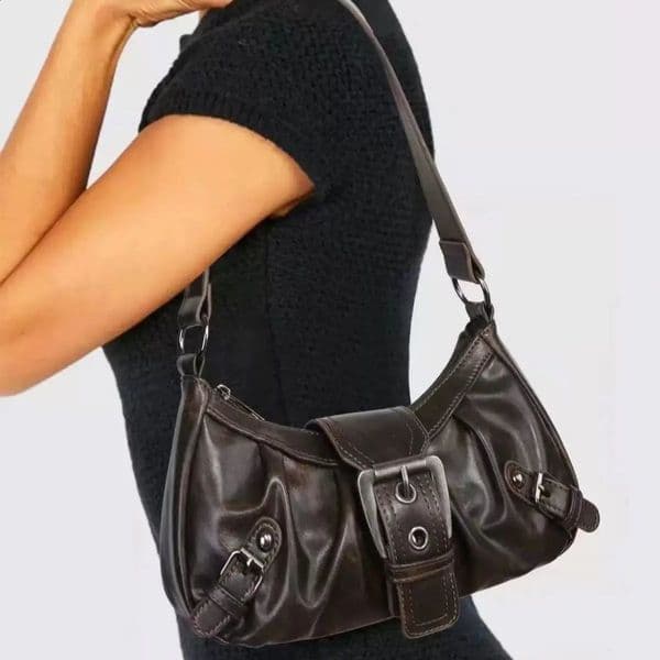 2025 Spring Selling Maillard Style Retro Style Small Bag Spicy Girl Y2K Style Vintage Leather Shoulder Armpit Bag 260409