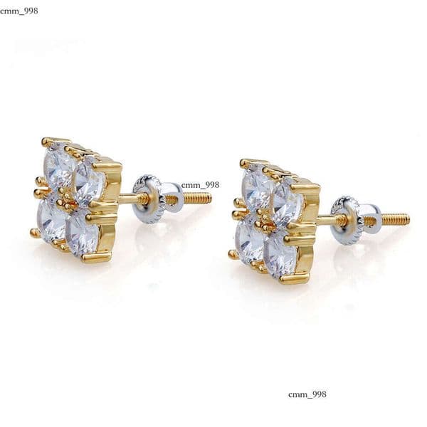 Jewelry Hip Hop Style Exaggerated Personality Square 2*2 Large Moissanite Jewelry Hiphop Earrings