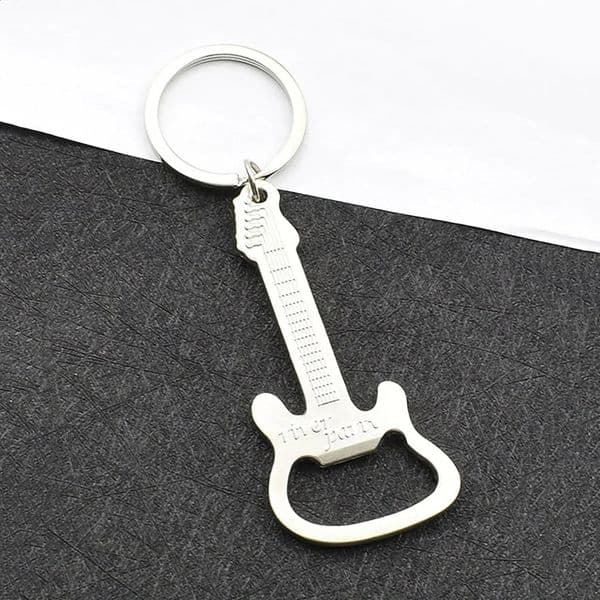 1pcGuitarInspired Keychain Bottle Opener Stylish MultiTool Key Ring Durable Perfect Casual Gift for Music Enthusiasts 260415BJ