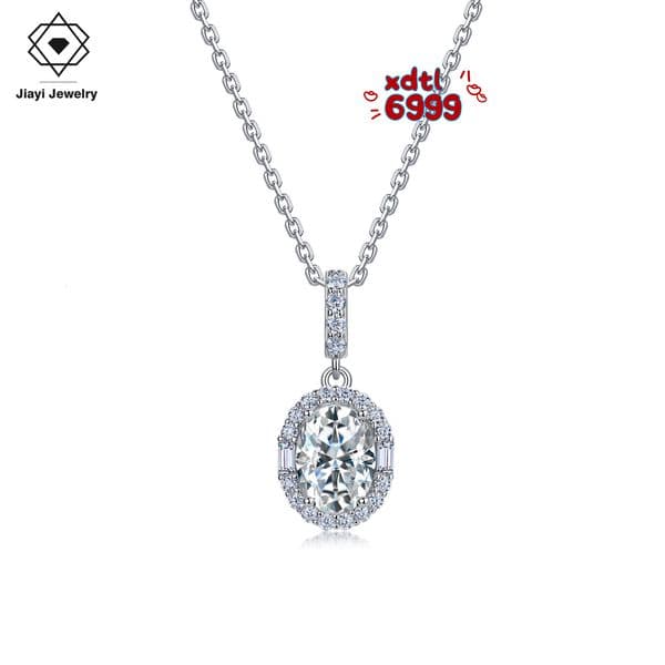 Oval 18 CTW Luxury Moissanite Pendant Necklace S925 Sterling Silver Fine Jewelry for Women