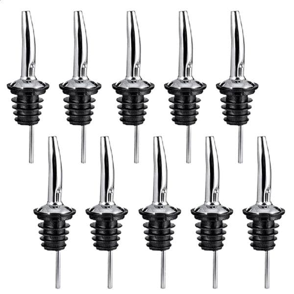 10X Flow Pourer Spout Stopper Stainless Steel Liquor Spirit Wine Bottle Apply to Restaurants els Bars Clubs KTV Cafes etc 260415