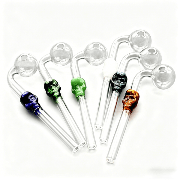 colorful glass pipe Skull Smoking Handle Curved Mini 6 inches Smoking Pipes Hand Blown Recycler Best Oil B free shipping