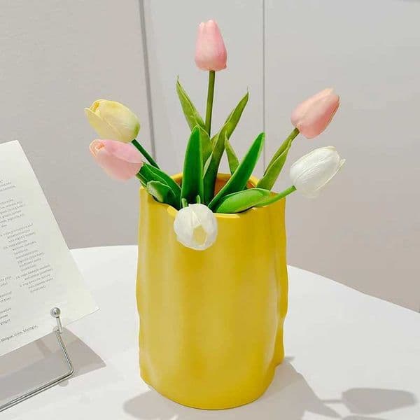 Simple Ins Pleated Flower Vase Living Room Dining Table Decoration Flower Bouquet Vase Home Decoration L260516