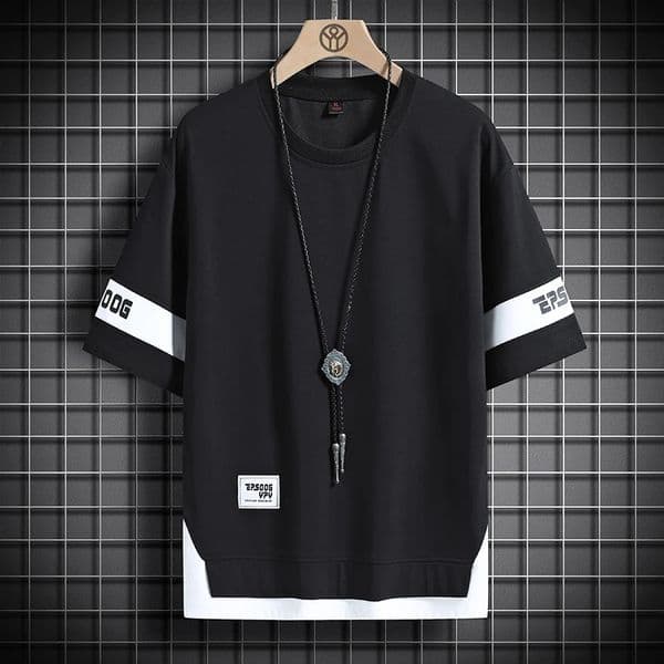 Hip Hop Loose Mens Streetwear T-shirts Casual Classic Summer Short Sleeves T Shirt Black White Tshirt Tees Oversize 5XL 260415