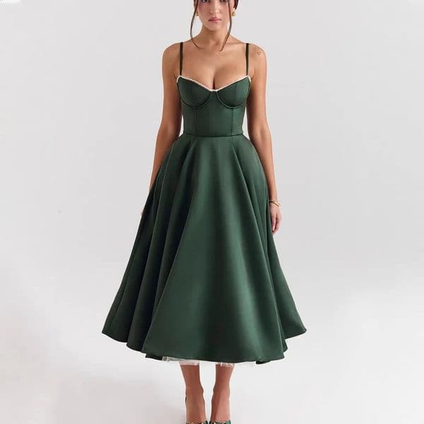 2026 Spring/summer High End Satin Strapless Heavy Industry French Waist Strap Sexy Girl Medium Long Dress Women Elegant 260414BJ