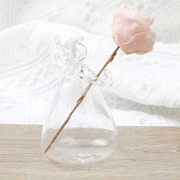 1Pc Angel Shaped Transparent Glass Flower Vase Hanging Plant Vase Garden Decor L260516