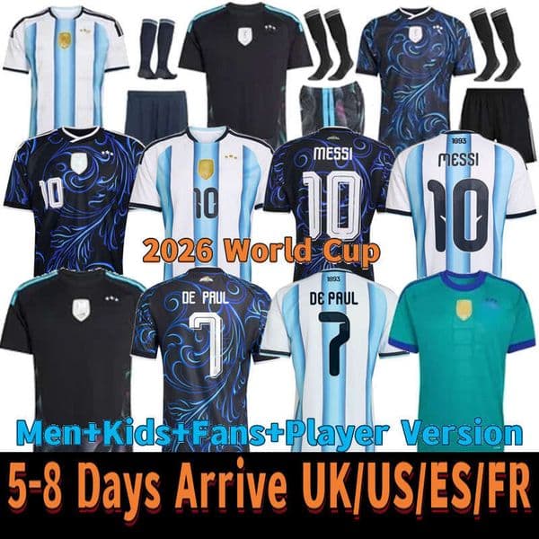 Argentina World Cup 2026 MESSIS Soccer Jerseys2026 DE PAUL J.ALVAREZ ROMERO Football Shirt OTAMENDI DYBALA LMARTINEZ MAC PALACIOS PEZZELLA Player Fan and Kids Sets