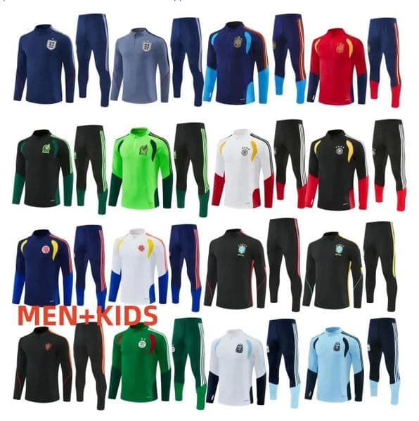 2026 2027 Various national teams Brazil Portugal football tracksuit 26 27 World Cup England Half pull Men kids soccer tracksuit kits Training suit jogging chandal
