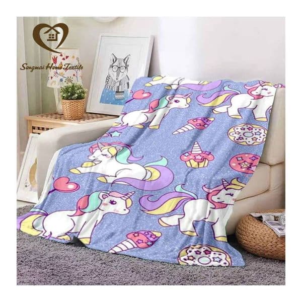 Cute Cartoon Cat Unicorn Print Childrens Warm High-Quality Flannel Soft Comfortable Blanket for Home and Travel Y260520